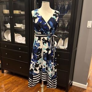 Maternity Elegant Blue Floral Dress